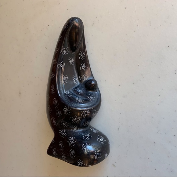 Other - Carved Black Soapstone Mother and Child Figurine “Clocked in Stars” Kenya